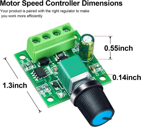 PWM Low Voltage DC Motor Speed Controller 1.8V to 12V 2A 24W Adjustable Driver Switch 1 Pack