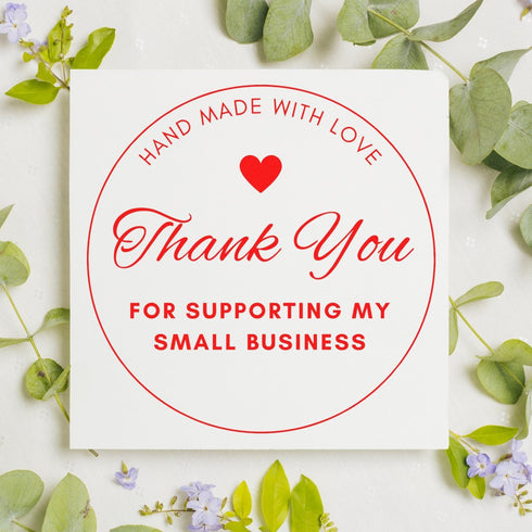 Packaging, 1-5/8" Personalized Thank You Stamp for Small Business, Custom Pre-Inked Handmade with Love Message Stamper