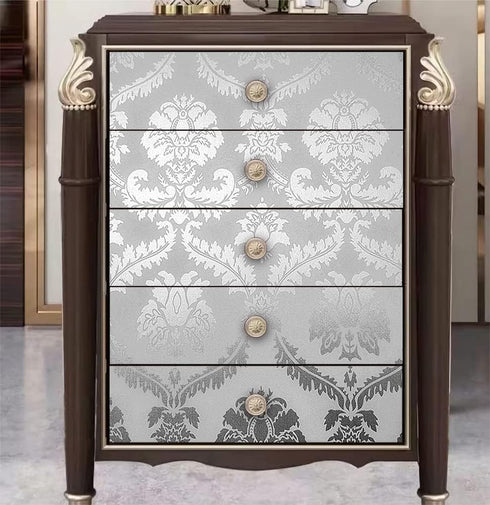 8359 Silver Damask Peel and Stick Wallpaper 17.7 in 9.8ft, Removable Self Adhesive Vinyl Film for Home Decor