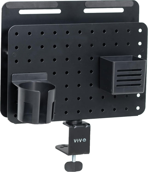 VIVO Steel Clamp-on Rotating Pegboard with Laptop Holder, 14 x 11 inch Magnetic Desk Accessory Organizer (Black)
