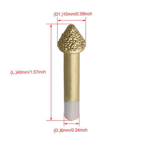 60 6mm Yibuy Angle Single Layer Diamond CNC Router Carving Bit Granite Stone Engraving Shank Dia Gold