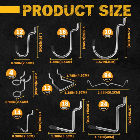 ELEAD 260 Piece Pegboard Hooks, 1/8 and 1/4 inch Organizer Accessories with Pegboard Bins