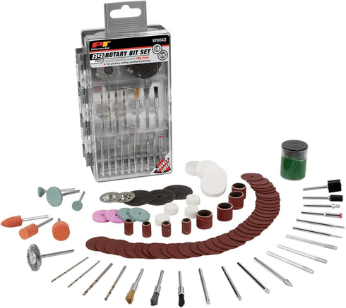 Performance Tool Rotary Bit Set, 89pc for Precision Drilling and Polishing in Metalworking and Woodworking