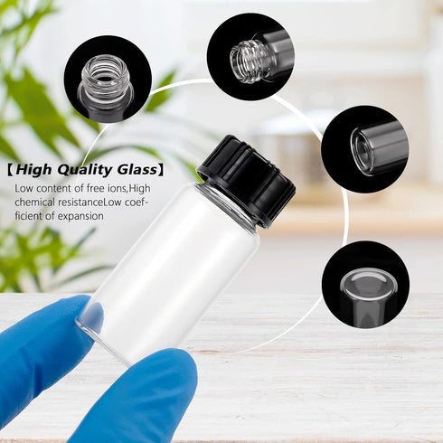 10 Pack Glass Vials 10ml with Screw Caps, Borosilicate Glass Bottle Lab Vials
