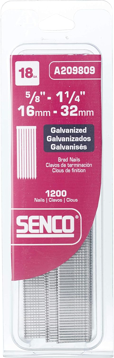 Senco 18-Gauge-by-5/8-Inch to 1-1/4-Inch Electro Galvanized Variety Pack Brads, A209809