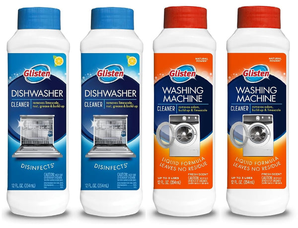 Glisten Dishwasher Magic Cleaner and Disinfectant 2-Pack, Washer Magic Washing Machine Cleaner and Deodorizer 2-Pack
