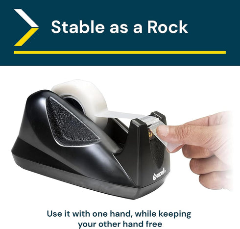 Excell Desk Tape Non-Skid Base Dispenser 3pc - Durable Plastic Tape Holder for Easy One Hand Use