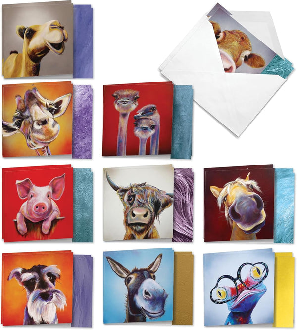 The Best Card Company 20 Bulk Animal Note Cards Blank (4 x 5.12 Inch) - Fun Assorted Notecards with Envelopes