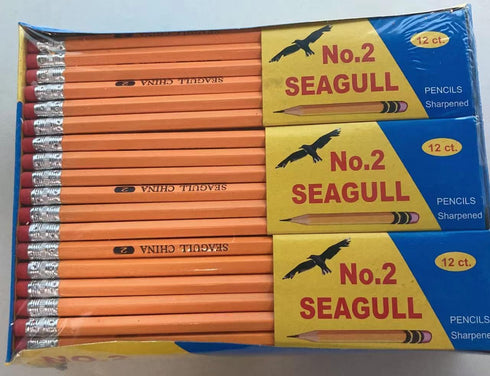 SEAGULL Pencils Pre-sharpened No. 2 144/box 12 Boxes of 12 New Improved Eraser by Seagull