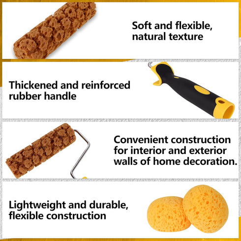 XEQWZVFR 5Pcs Texture Sponge Paint Rollers Texture Sponge for Wall DIY Decorative Art Pattern Paint Roller Texture
