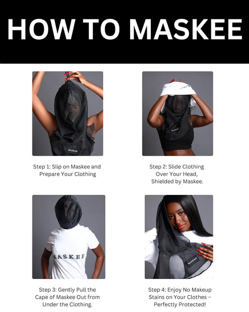 Maskee - Beauty Hood Pink Makeup Protector Hood, Protects Hair and Make Up While Getting Dressed Breathable