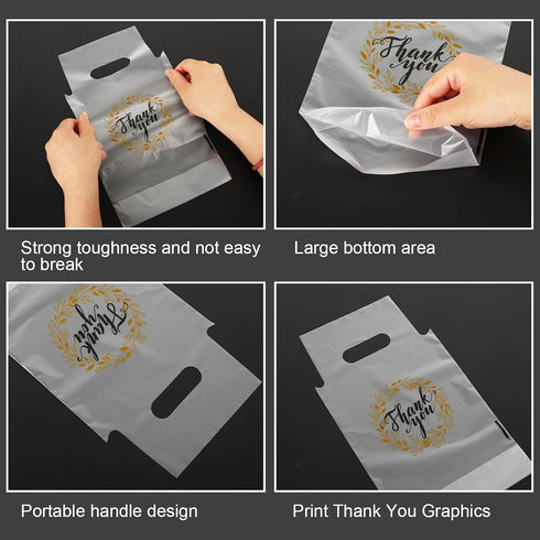 1000 Count 1 Packaging 11 6.3 Inch Whaline Thank You Handle Drinking Bags Cup Handle Drink Carriers Plastic Poly Bags