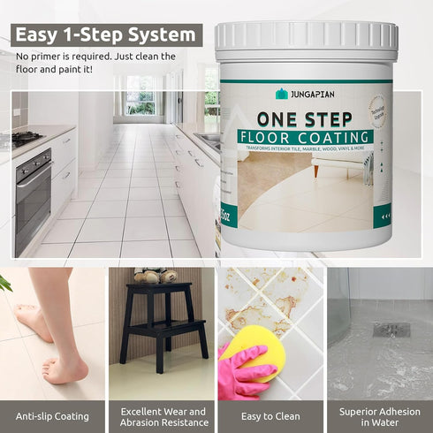 35OZ, All-In-One Interior Floor Coating Kit, Water-based & Low Odor One-Step Floor Paint, High Hardness Waterproof