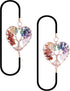 Yoption 2 Pack Tree of Life Elastic Bookmark, Rose Golden Heart Shape Vintage Bookmarks with 7 Chakra Crystals Pendant