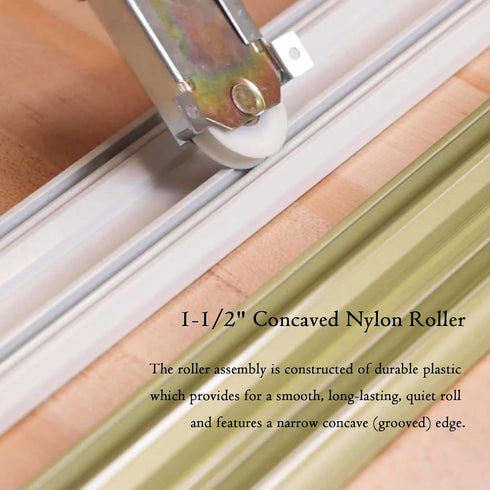 Sliding Mirror Door Rollers Assembly, Fit Contractors Part #W8020C, 1-1/2" Nylon Concaved Wheels, 2 Pack