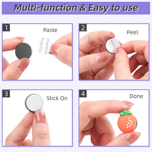 VNDUEEY 55Pcs Ceramic Magnets for Crafts, Strong Adhesive Backing Small Round Discs for Refrigerator, DIY Crafts