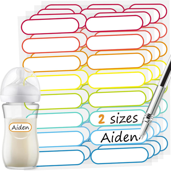 Baby Bottle Labels for Daycare, Self-Laminating, Waterproof Write-On Name Labels, Assorted Sizes