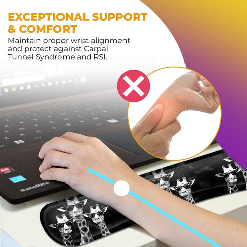 Rectangular Mouse Pad Wrist Protector with Cool Giraffes, Ergonomically Non-Slip Rubber Comfortable Computer Keyboard