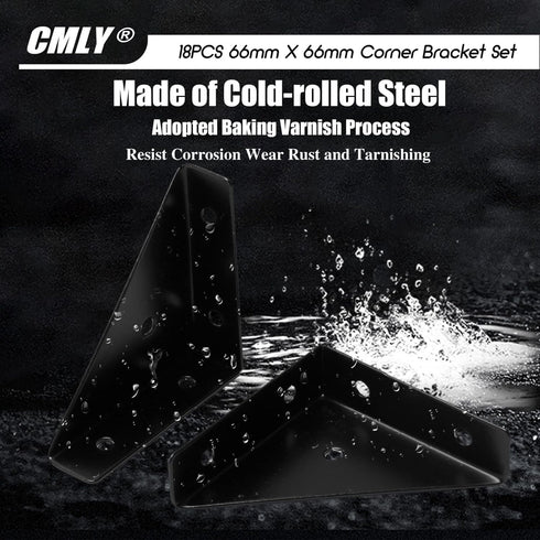 CMLY Brackets,18Pcs 66mm 66mm Corner Brace x Corner Braces for Wood, Metal Corner Brackets, Triangle Shelf Bracket