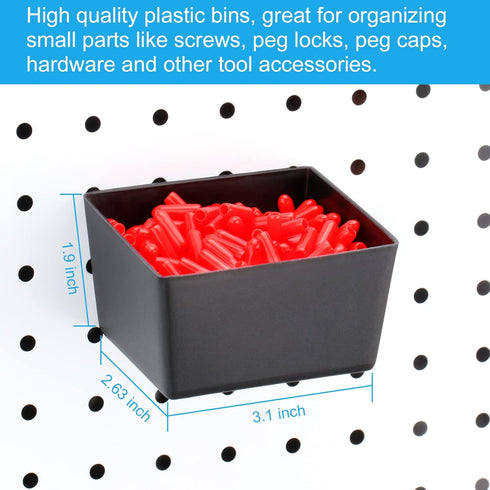60 Assorted Pegboard Hooks with Bins and 154 Peg Locks/Caps for 1/4 inch & 1/8 Inch Peg Board