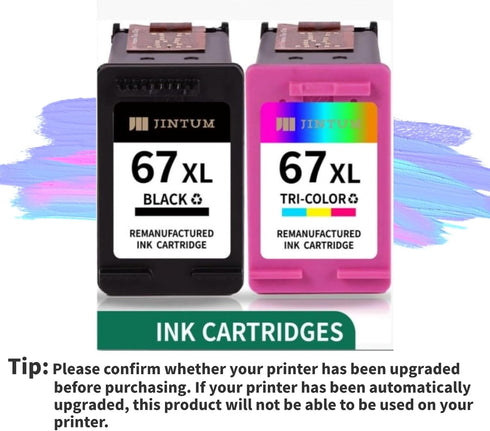 JINTUM Remanufactured Ink Cartridges for HP 67 67XL, Replacement for 2755e 2700 2752e 4155e Printers (1 Black, 1