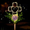 16 Inch Solar Cross Garden Stake Lights with 1 Artificial Flower, Metal Garden Art for Patio Lawn Decor