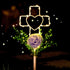 16 Inch Solar Cross Garden Stake Lights with 1 Artificial Flower, Metal Garden Art for Patio Lawn Decor