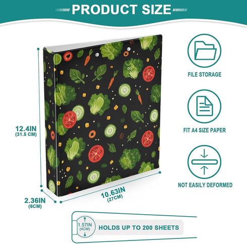 foixnub 3 1.5 Inch 200 3 2 Pack Ring Binder Rings Tomato Green Lettuce Leaves Clipboard Binders Round Ring Binder Holds