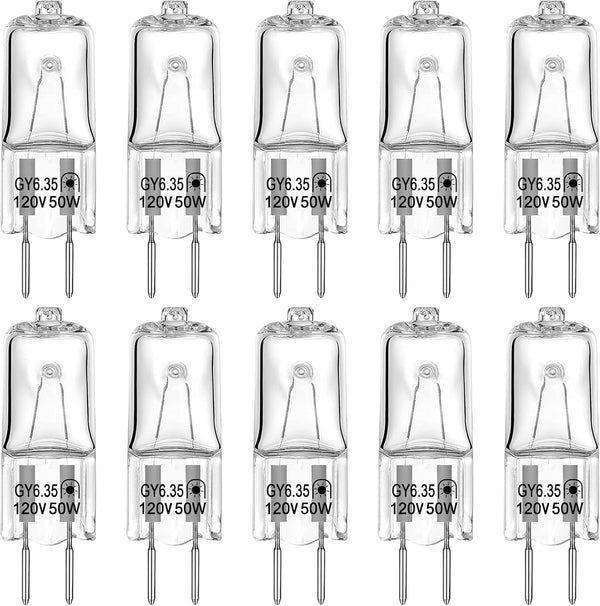 GY6.35 Light Bulbs, 120V 50W Crystal Clear Halogen Bulb 2 Pin, T4