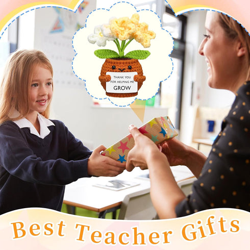 Wavwavw 6 Pcs Graduation Teachers Appreciation Gifts Bulk End of The Year Teacher Gifts Thank You Handmade Crochet