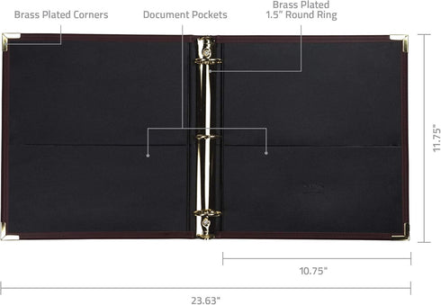 Samsill Classic Collection Executive Presentation 3 Ring Binder/Portfolio, 1.5 Inch Binder, Brass Round Ring (Holds 325