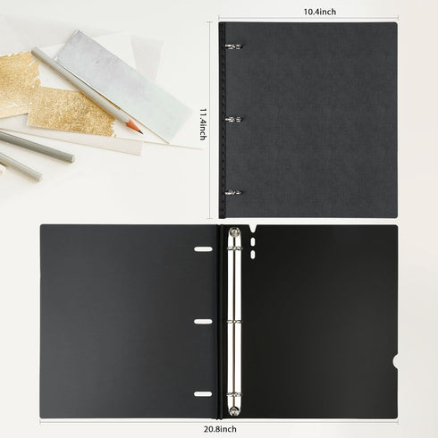 WOT I Telescoping 3 Ring Binder, 4PCS, Flexible Binder with Expandable Spine, Holds 160 Sheets, Black