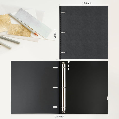 WOT I Telescoping 3 Ring Binder (0.75"), Expandable Flexible Binder for School, Office & Home Organization, Black