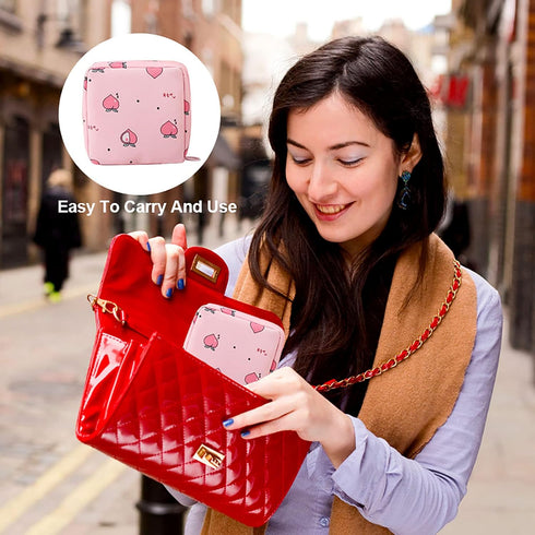 Gouccpu 2 Pack Sanitary Napkin Storage Bag, Cute Period Bag for Women Girls,Portable Menstrual Cup Pouch, Feminine Care