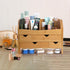 Lawei Bamboo Desk Organizer with Adjustable File Holder, Mini Desk Drawer Tabletop Organization Box with 4 Drawers for