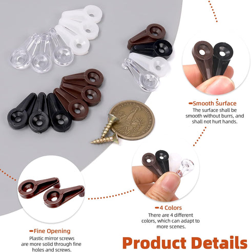 240Pcs Cabinet Glass Retainer Clips Kit, 4 Colors 4mm Plastic Mirror Clips with Screws for Fixing Doors