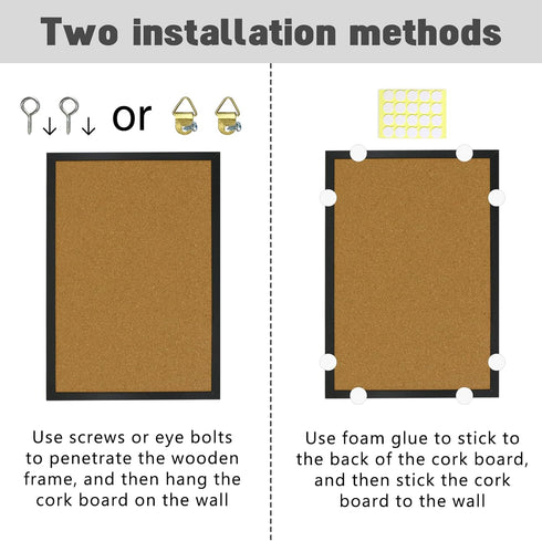 OWLKELA 2 Pcs Cork Board – 17.7"X 13.3" Bulletin Board, Vision Board, Notice Pin Board for Office & Home Decor