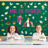 Easter Jesus He is Risen Bulletin Board Decorations, Religious Jesus Resurrection Cross Cutouts for Sunday School Spring