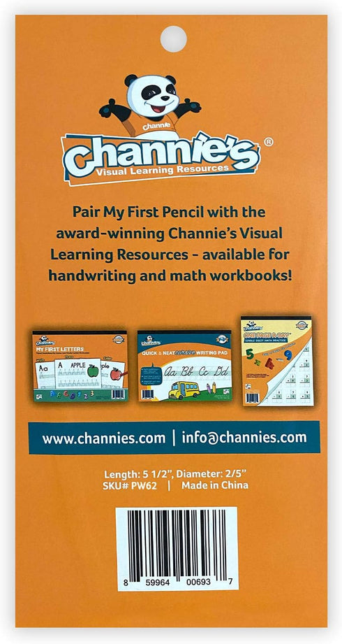Channie's My First Pencil Easy-to-Hold Jumbo Pencils for Kids Ages 3-7, White Wooden 2B Fat Pencils, Pack of 2 &