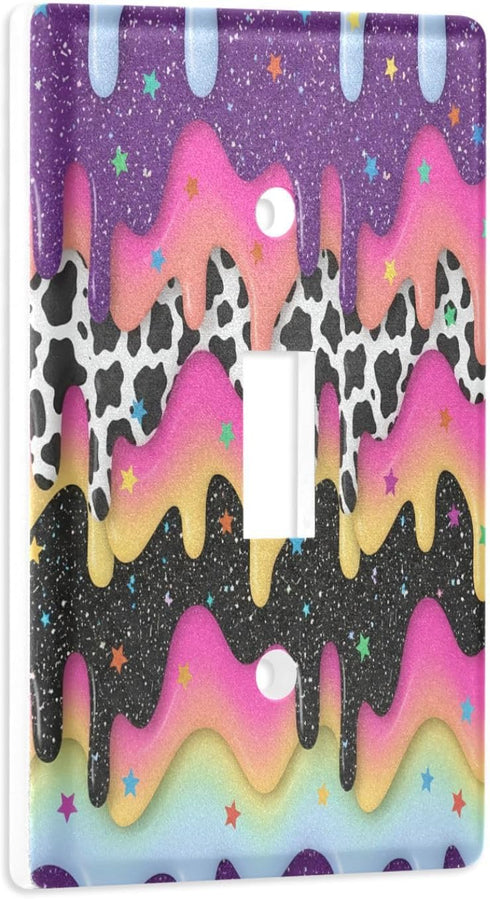 Qilmy 1-Gang Colorful Yogurt Patterns Decorative Toggle Light Switch Plate, Standard Wall Plate with Screws, Light