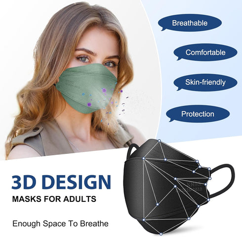 KN95 50 Pack 5 KN95 FENFEN Face Masks Disposable Adults - Layer Protection Dust Breathable Comfortable Respirator Women