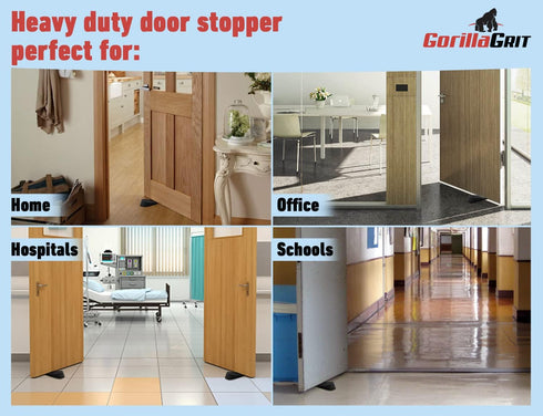 Extra Large Heavy Duty Rubber Door Stoppers, Jumbo Flexible Door Holder, Black 4 Pack Non Marking