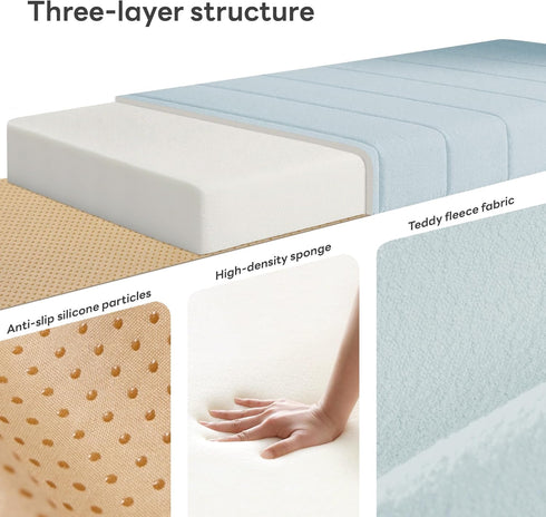 KJEKT 1.6x20x16 50D Bench Cushion Indoor Teddy Plush White Firm Foam Insert Non-Slip & Durable.Easy Clean for Entryway
