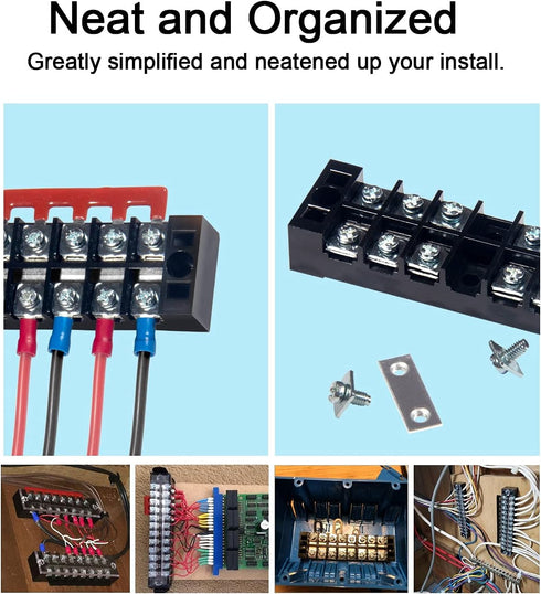 MILAPEAK Terminal Block and Strip, 10pcs (5 Sets) 5 Positions Dual Row 600V 15A Screw Terminal Strip Blocks with Cover