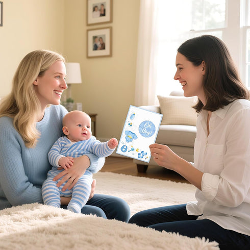 D24TIME 3D 5.5 8in New Baby Boy Card - Blue Baby Shower Card for Boy Welcome Newborns Congratulations Birth