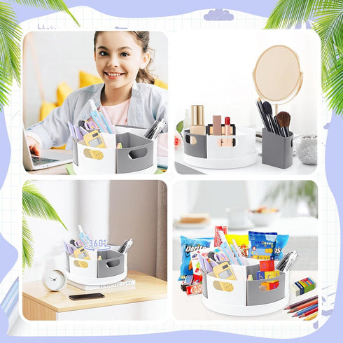 7 Rotating Art Supply Organizer Storage Caddy for Kids, Bins Craft Crayon Marker Organizers for School Desk, Lazy Susan