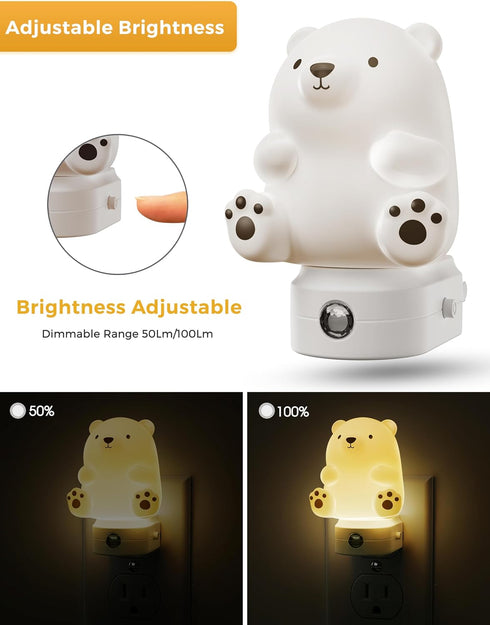 3D 3000K, 3 L LOHAS LED Night Light for Kids, Cute Bear Night Light Plug in, Dusk to Dawn Nursery Night Lights