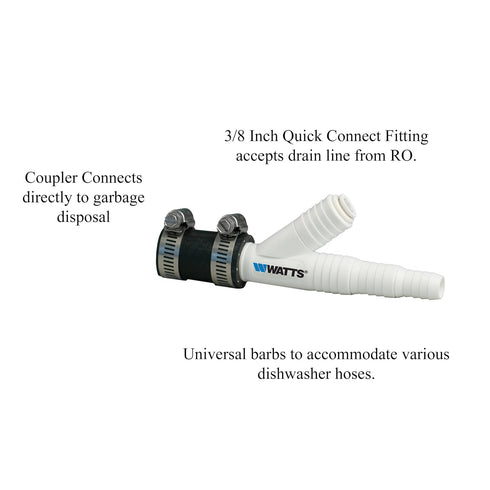 Watts Premier WP164020 DLA-D Drain Line Plumbing Adapter for Garbage Disposal, Universal, White