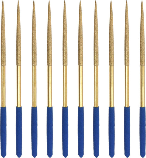 uxcell Diamond Needle File Set, 10pcs 3mm x 140mm Round Files for Metal, Wood, Stone, Glass