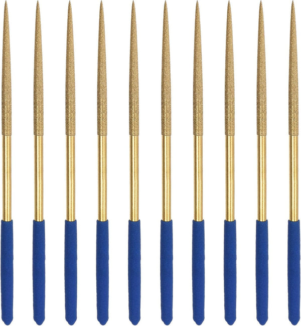 uxcell Diamond Needle File Set, 10pcs 3mm x 140mm Round Files for Metal, Wood, Stone, Glass